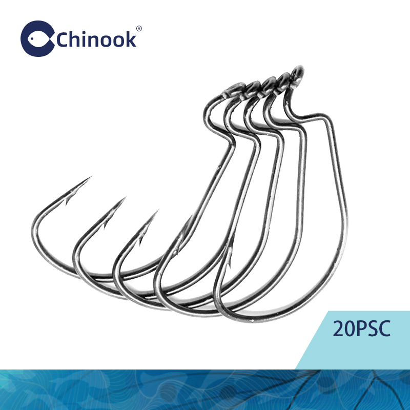 Chinook 20pcs Wide worm Texan  - Fishing Hook Offset 리뷰 및 가격