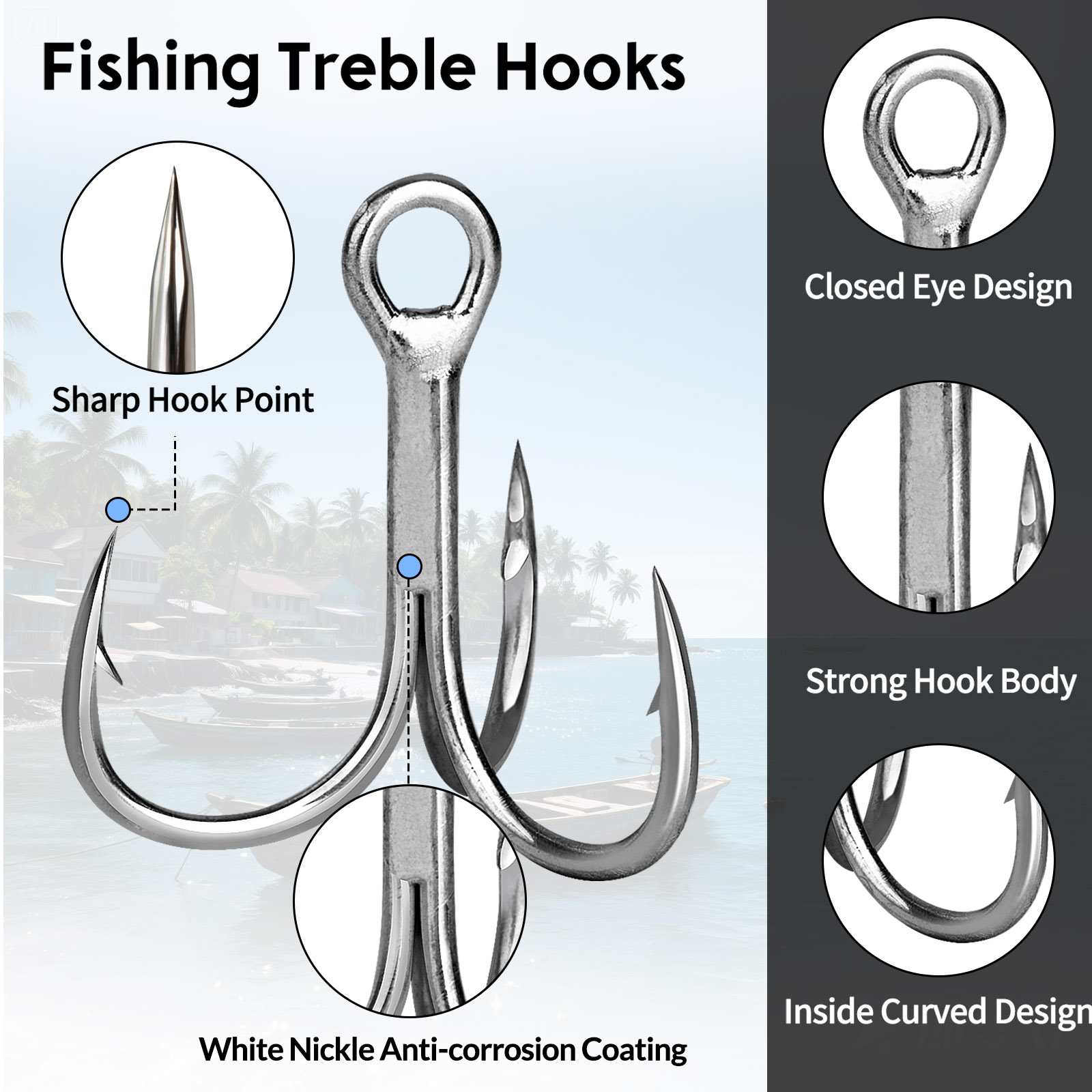 9KM Saltwater Treble Hooks 3X  - Fishing Hook Offset 리뷰 및 가격